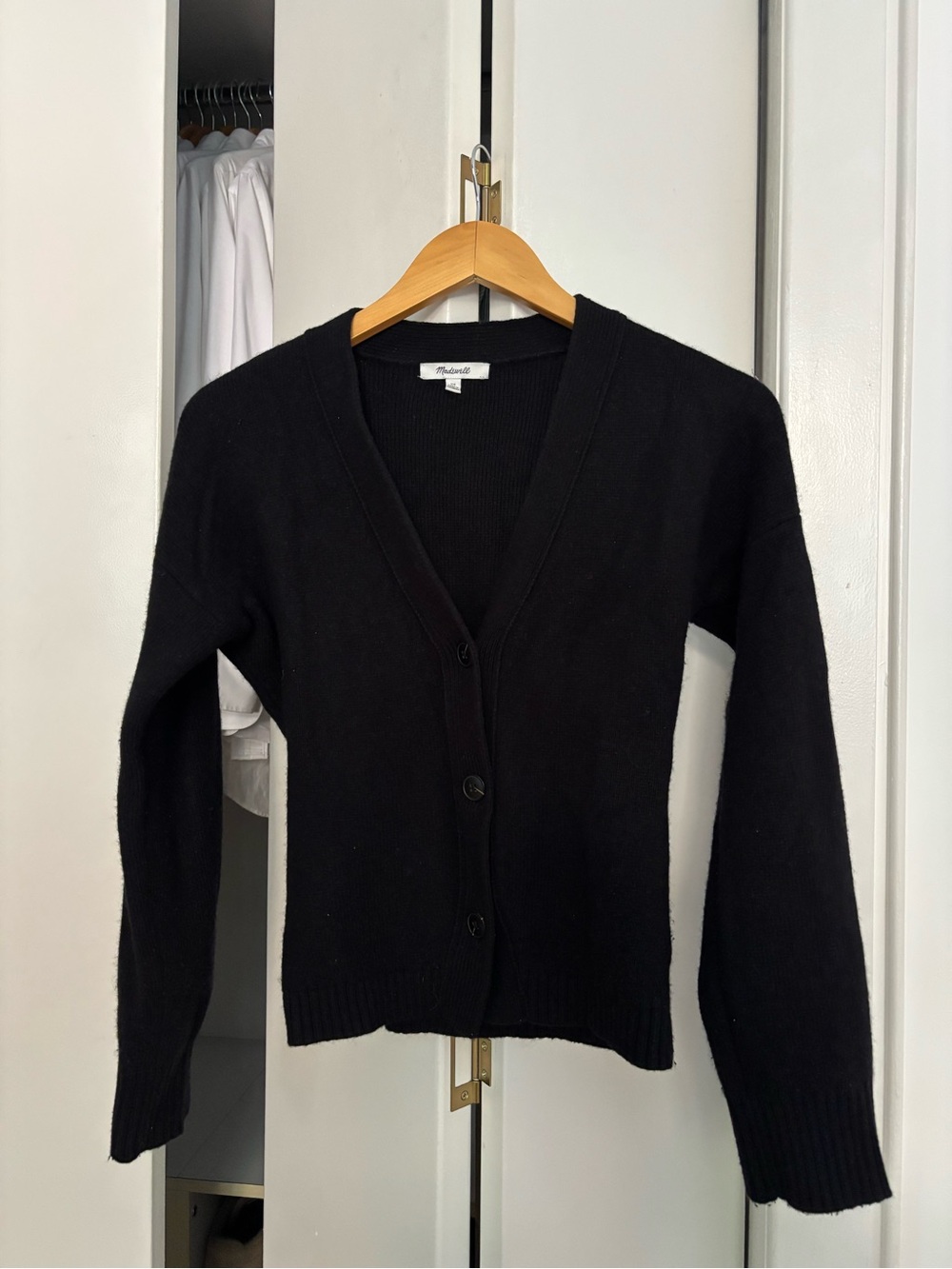 Madewell Black V-Neck Button Cardigan Sweater - Women